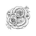 corningware floral logo with bird tattoo design idea