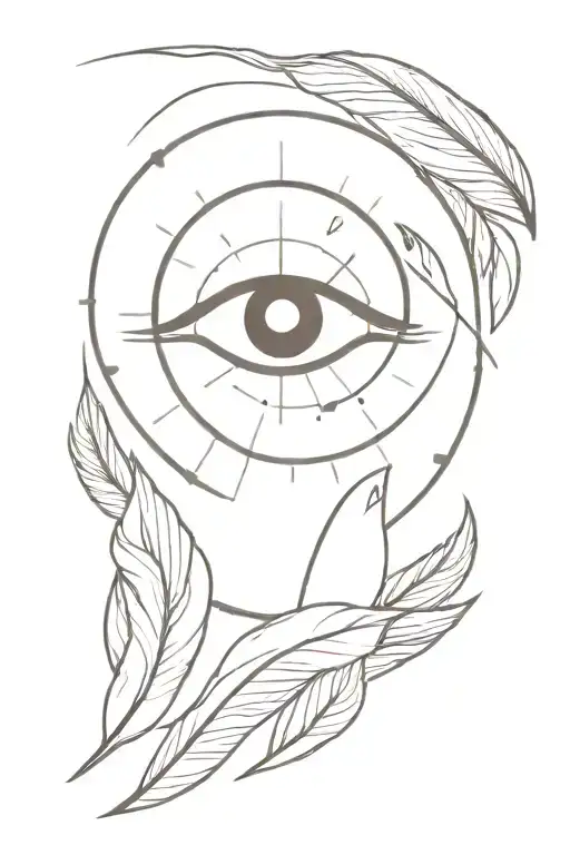 eye, cry, man, feather, minimalist, time clock tattoo design idea