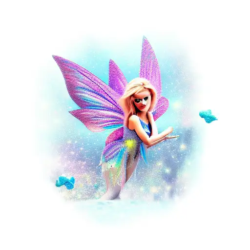 fairy bent over blowing fairy dust  tattoo design idea
