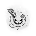 death, rabbit on the moon  tattoo design idea