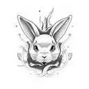 death, rabbit on the moon  tattoo design idea