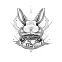 death, rabbit on the moon  tattoo design idea