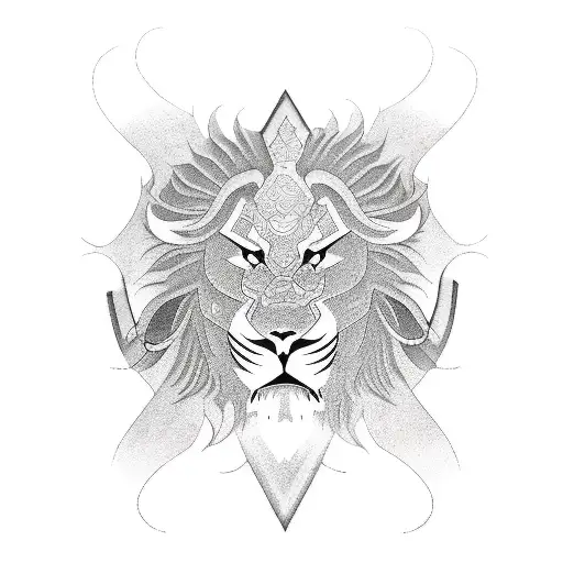 technology and computers lion and dragon tattoo design idea