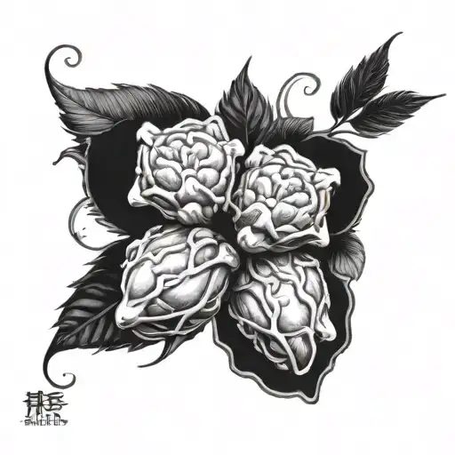Incorporate brain imagery with cacao pods to symbolize the fusion of neuroscience and chocolate making tattoo design idea