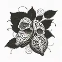 Incorporate brain imagery with cacao pods to symbolize the fusion of neuroscience and chocolate making tattoo design idea