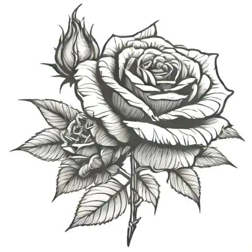 roses petals stem thorn arms and fingers tattoo design idea