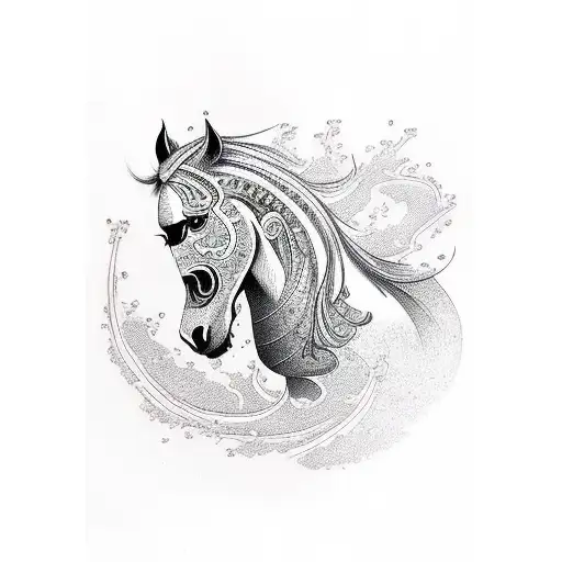 horse oriental tattoo design idea