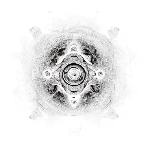 A mystical film reel with psychedelic patterns and ayahuasca vines intertwining around it tattoo design idea