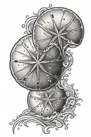 Sand dollar seashell and waves tattoo design idea