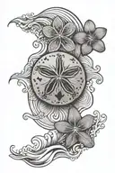 Sand dollar seashell and waves tattoo design idea
