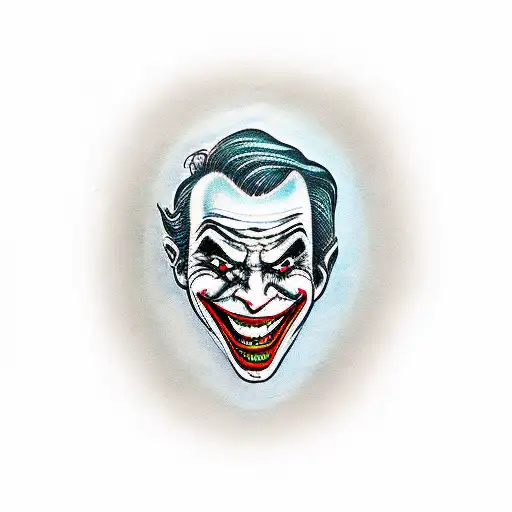 Joker which holds in it’s hands the comedy and tragedy masks tattoo design idea