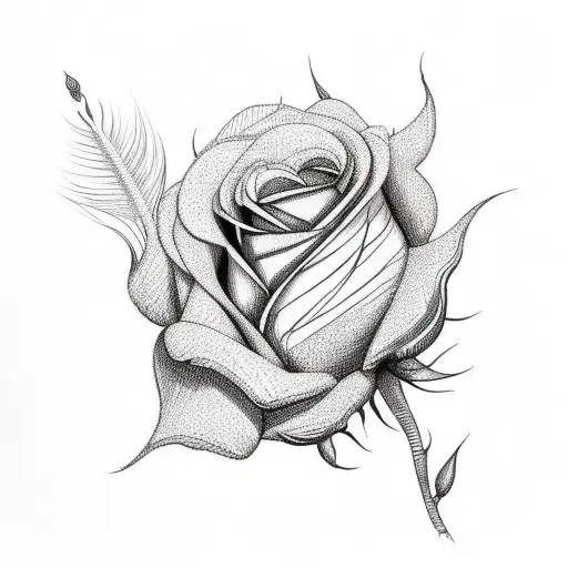 roses and peacock feathers tattoo design idea