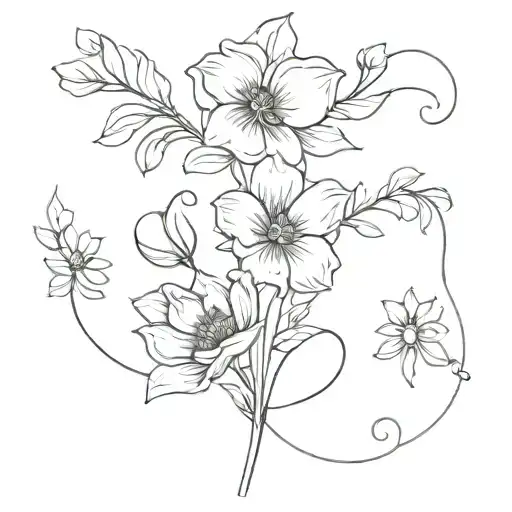 flower bouquet may april october and september birth flower with vines tattoo design idea