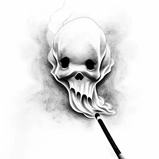 ghost smoking itself tattoo design idea