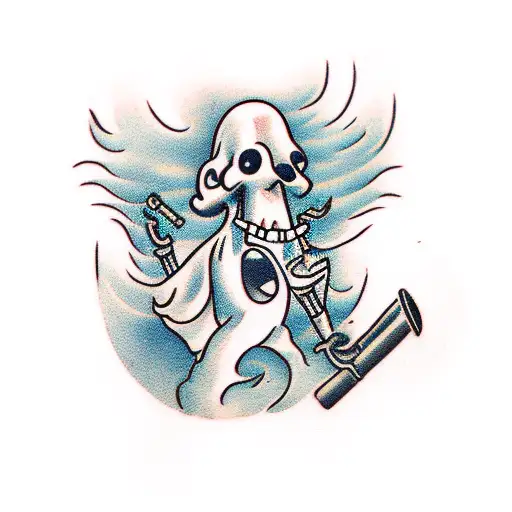 ghost smoking itself tattoo design idea