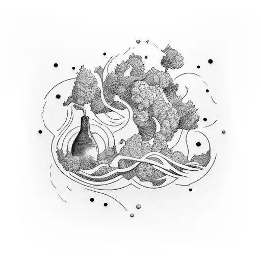 A swirling vineyard landscape with a glass of wine as the centerpiece tattoo design idea
