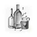 A wine bottle and a coffee cup intertwined, representing the client's two favorite beverages tattoo design idea