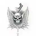 Incorporate the symbols of the Grim Reaper and angels into a tattoo that represents the contrast between life and death. tattoo design idea