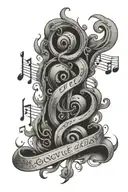 The agony and the ecstasy and script with music notes  tattoo design idea