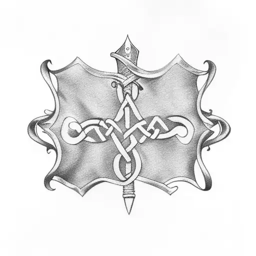 Irish flag, harp and Celtic band on calf tattoo design idea