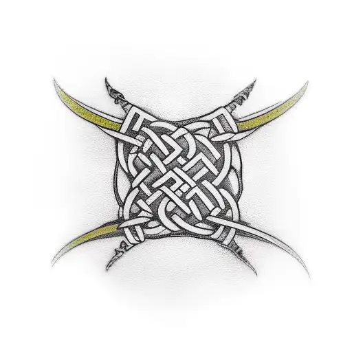 Irish flag, harp and Celtic band on calf tattoo design idea