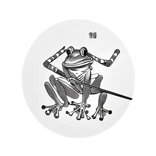 frog samurai on chopsticks tattoo design idea