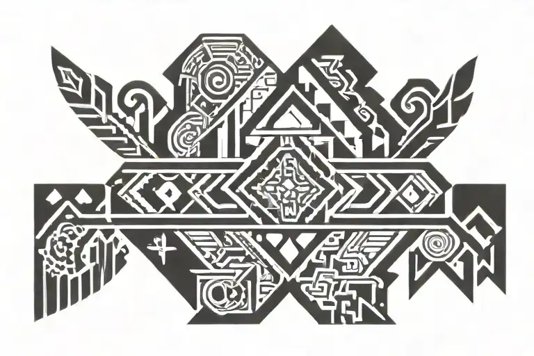 Aztec armband tattoo with patterns tattoo design idea