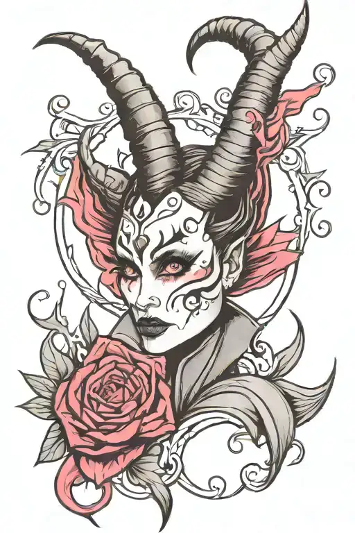 maleficent horns and heart tattoo design idea