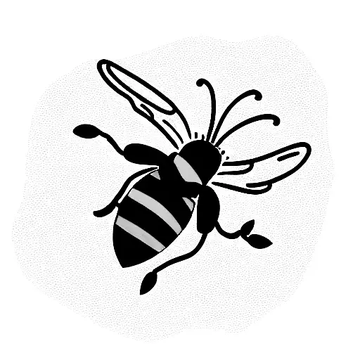 flowers with bumblebee tattoo design idea