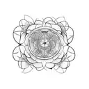 Vertical mind versus heart line drawing including flowers and geometric shapes tattoo design idea