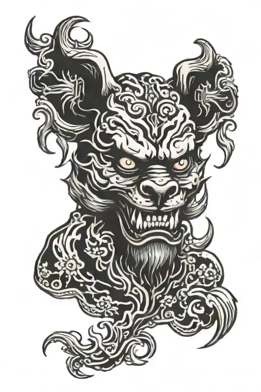 Demon Oni Bear head tattoo design idea