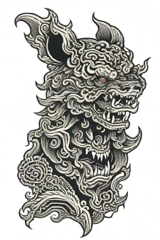 Demon Bear head tattoo design idea