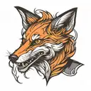 raging fox tattoo design idea
