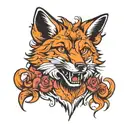 raging fox tattoo design idea
