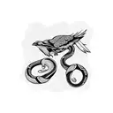 Raven fighting a snake tattoo design idea