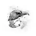 Raven fighting a snake tattoo design idea