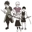 Part sleeve that goes from the wrist the middle of the bicept, black clover asta's swords, katanas from Demon Slayer  tattoo design idea