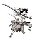 Part sleeve that goes from the wrist the middle of the bicept, black clover asta's swords, katanas from Demon Slayer  tattoo design idea