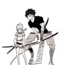 Part sleeve that goes from the wrist the middle of the bicept, black clover asta's swords, katanas from Demon Slayer  tattoo design idea