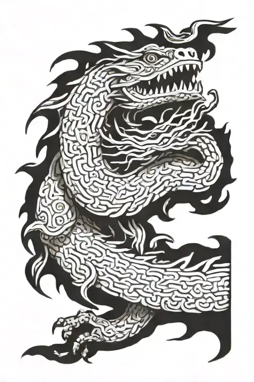 quetzalcoatl tangled in the coiled leg tattoo design idea