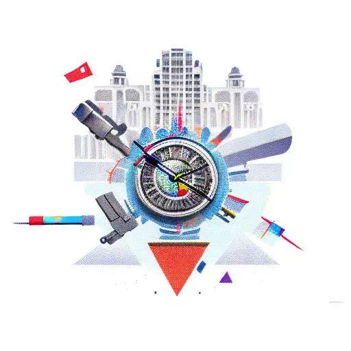 Combine the weapon of the city Breda and a clock tattoo design idea