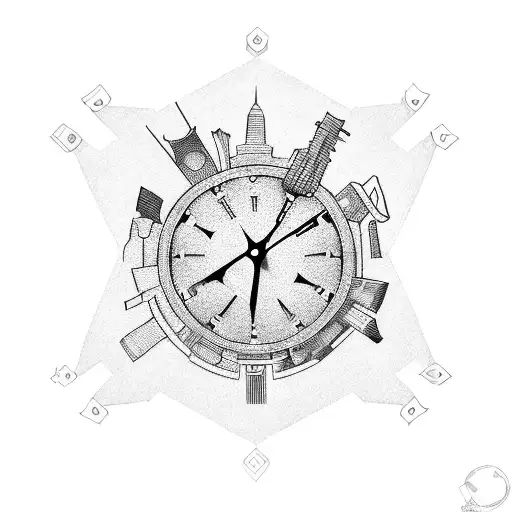 Combine the weapon of the city Breda and a clock tattoo design idea