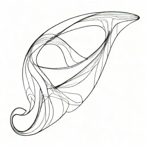 An abstract interpretation of a whale tail and wave, showcasing movement and flow tattoo design idea