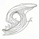 An abstract interpretation of a whale tail and wave, showcasing movement and flow tattoo design idea