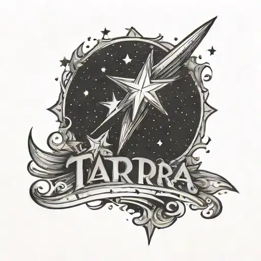 Shooting star with the word 'Tara' tattoo design idea