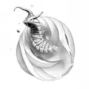 sandworm of dune, acroos the leg tattoo design idea