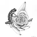 Lily with Frog and HummingBird tattoo design idea