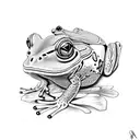 Lily with Frog and HummingBird tattoo design idea