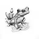 Lily with Frog and HummingBird tattoo design idea