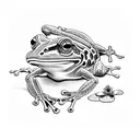 Lily with Frog and Bird tattoo design idea